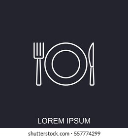 Line icon- plate, knife and fork