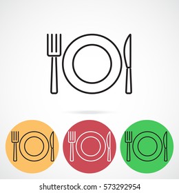 Line icon- plate, knife and fork