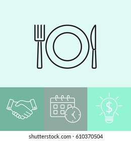 Line icon- plate, knife and fork