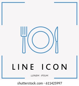 Line icon- plate, knife and fork