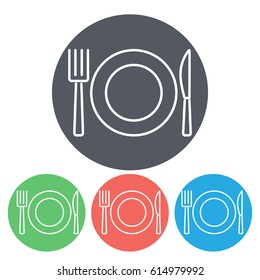 Line icon- plate, knife and fork