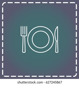 Line icon- plate, knife and fork