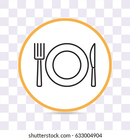 Line icon- plate, knife and fork