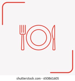 Line icon- plate, knife and fork