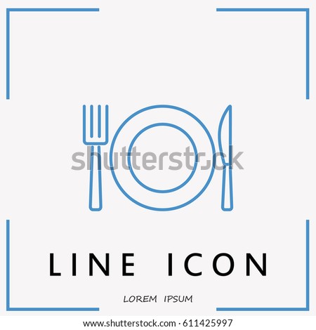 Line icon- plate, knife and fork