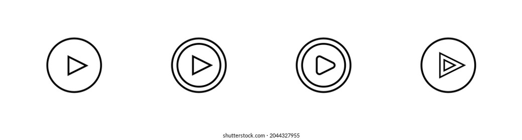 Line Icon Play Button In Simple Style. Set of vector icons in simple style, isolated on a white background.