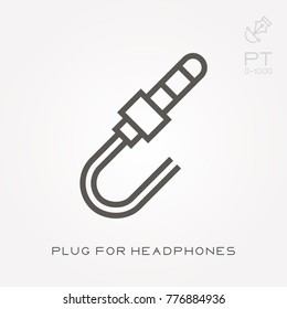 Line icon plug for headphones