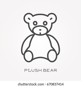 Line icon plush bear