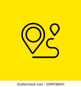 Line icon of pointers on map. Route, guide, orienteering. Tourism concept. Can be used for web pictograms, design and application icons