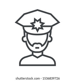 Line icon police. Simple vector illustration with ability to change.