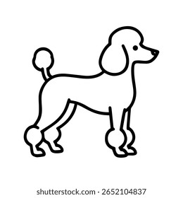 ícone de linha Poodle dog vetor em fundo branco
Ícone de vetor da raça do cão no fundo branco