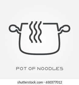 Line icon pot of noodles