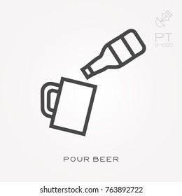 Line icon pour beer