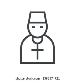 Line icon priest. Simple vector illustration with ability to change.
