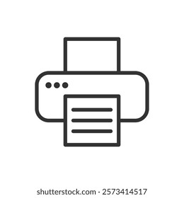 Line icon of a printer with a paper. Vector illustration