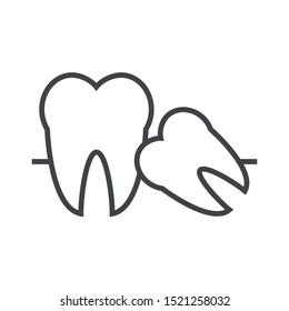 Line icon problem teeth. Simple vector illustration with ability to change.