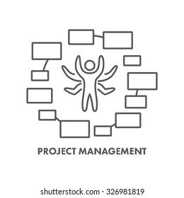 Line icon project management. Vector business symbol, logo and banner