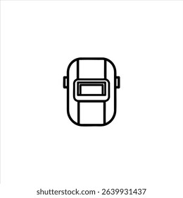 A line icon of a protective welding mask. Monochrome symbol for safety equipment and metalwork, isolated on a white background.