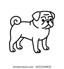 line icon Pug dog vector on white background
Vector icon of dog breed on white background