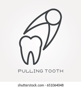 Line icon pulling tooth