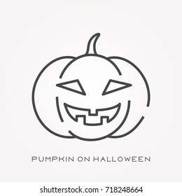 Line icon pumpkin on halloween