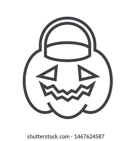 Line icon pumpkin for sweets. Simple vector illustration with ability to change.