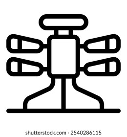 Line icon of a punching bag standing for boxing training with four arms