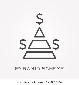 Line Icon Pyramid Scheme