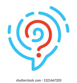 Line icon of question in maze, logotype template. Psychology and business concept. Vector illustration