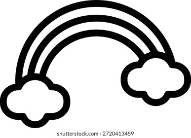 Line icon of rainbow symbolizing joy and colorful childhood