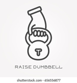 Line icon raise dumbbell