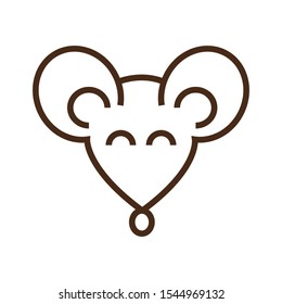 Line icon rat face. Simple vector illustration with ability to change.