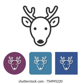 Line Icon Of Reindeer In Different Variants 