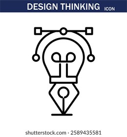 line icon related to creativity, idea, innovation, teamwork, invention, design thinking. Outline icon. Editable stroke. Vector illustration. EPS 10.