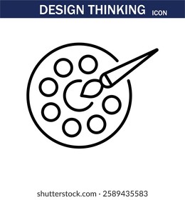line icon related to creativity, idea, innovation, teamwork, invention, design thinking. Outline icon. Editable stroke. Vector illustration. EPS 10.