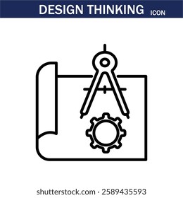 line icon related to creativity, idea, innovation, teamwork, invention, design thinking. Outline icon. Editable stroke. Vector illustration. EPS 10.