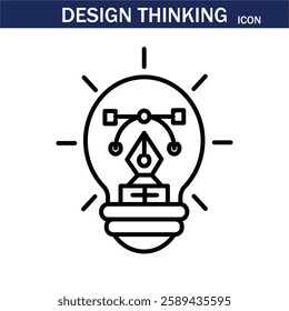 line icon related to creativity, idea, innovation, teamwork, invention, design thinking. Outline icon. Editable stroke. Vector illustration. EPS 10.