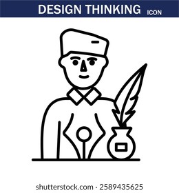 line icon related to creativity, idea, innovation, teamwork, invention, design thinking. Outline icon. Editable stroke. Vector illustration. EPS 10.