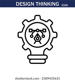 line icon related to creativity, idea, innovation, teamwork, invention, design thinking. Outline icon. Editable stroke. Vector illustration. EPS 10.