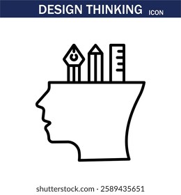 line icon related to creativity, idea, innovation, teamwork, invention, design thinking. Outline icon. Editable stroke. Vector illustration. EPS 10.