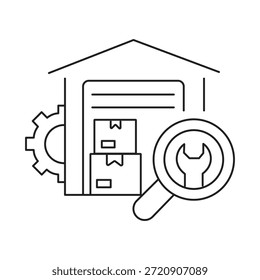 Ícone de linha que representa um serviço de inventário que rastreia a disponibilidade do produto, os níveis de estoque e as reservas em um sistema distribuído.
