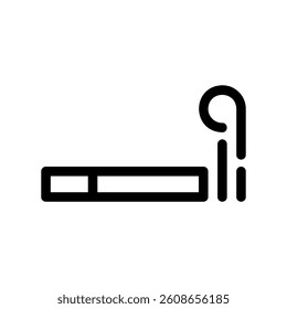 Line icon representing a lit cigarette with smoke, symbolizing smoking