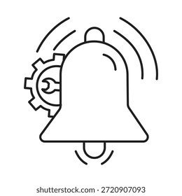 Icono de línea que representa un servicio de notificación que envía alertas, mensajes y confirmaciones a través de sistemas digitales.