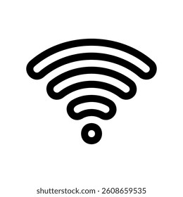 Line icon representing radiating waves from a point, symbolizing wireless network connectivity or signal strength