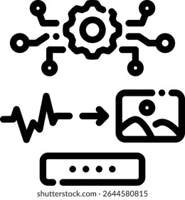 Line icon representing the sampling engine in generative AI. Used in diffusion models, randomness control, and iterative outputs.