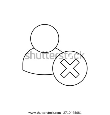Line icon representing user removal or cancellation with an X.