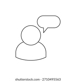 Ein Liniensymbol, das einen Benutzer darstellt, der spricht oder chattet.