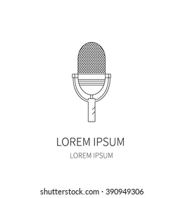 Line icon of retro microphone.Vector illustration isolated on white background.