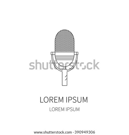 Line icon of retro microphone.Vector illustration isolated on white background.