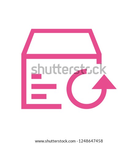 Line icon return to cardboard box isolated on white background. Vector illustration.